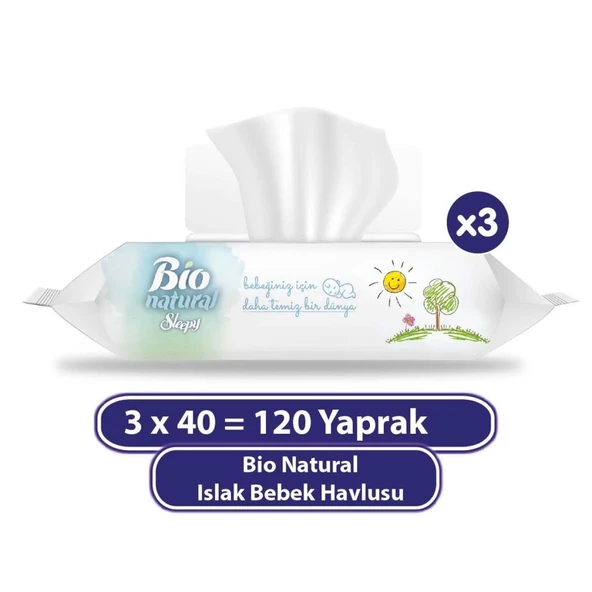 Sleepy Bio Natural Islak Havlu Mendil 3x40 120 Yaprak - 6