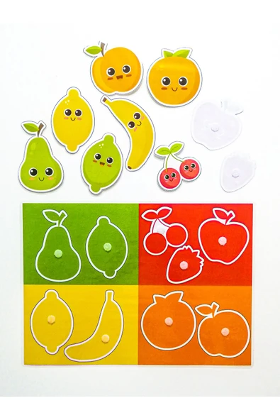 Meyveleri Ve Renkleri Öğretici Eşleştirme Hafıza Güçlendirme Zeka Geliştirme Oyunu Cırtlı Etkinlik - Resim 2