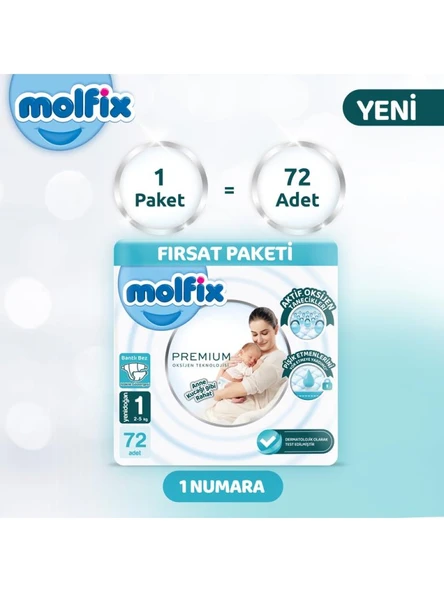Molfix Premium Bebek Bezi Fırsat Paketi 1 Beden 2-5 Kg 72 Adet - 7