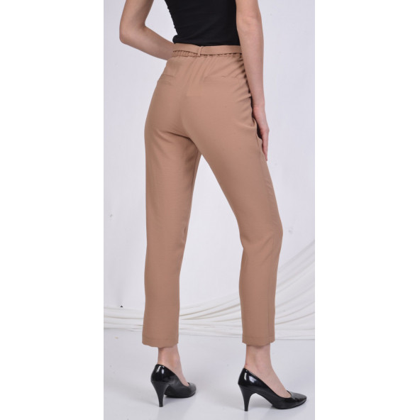 BAYAN BELİ LASTİKLİ CEPLİ YAZLIK PANTOLON SORALLİNE 1696 NOHUT RENGİ - 3