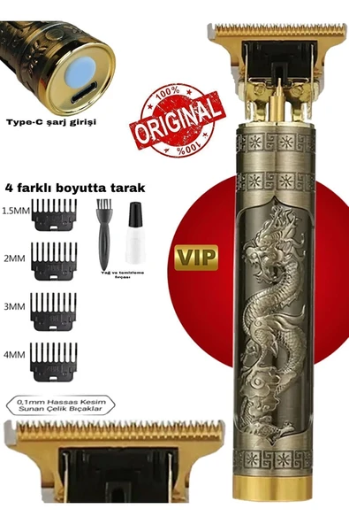 Dragon Çelik Kasa Profesyonel Saç Sakal Ense Çizim Tüm Vücut Tüyü Lazer Öncesi Tıraş Makinesi - Resim 2