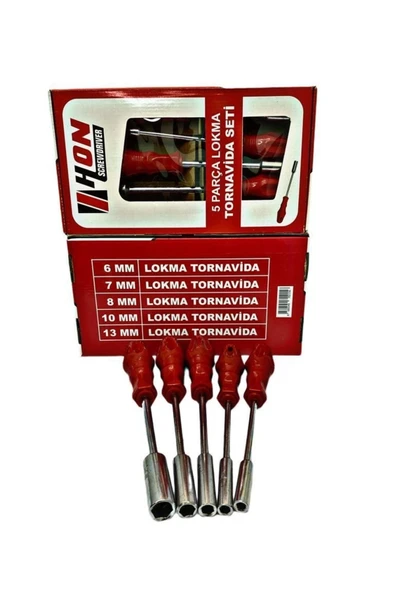 5 Adet Lokma Anahtar Tornavida 6/7/8/10/13/mm Metal Altıgen - 2