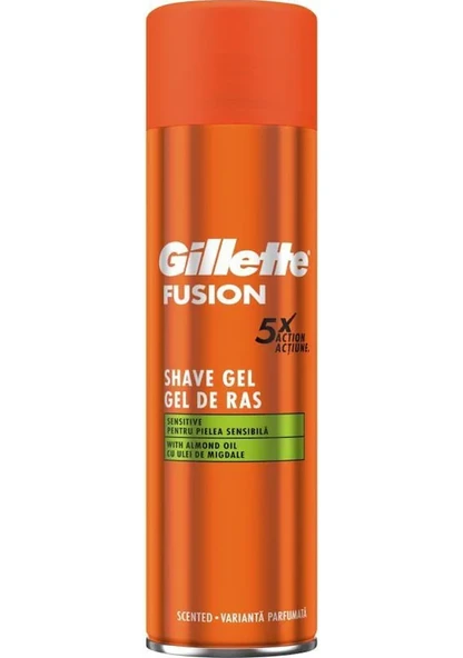 Gillette Fusion 5X Sensitive Badem Yağlı Tıraş Jeli 200 Ml - 1