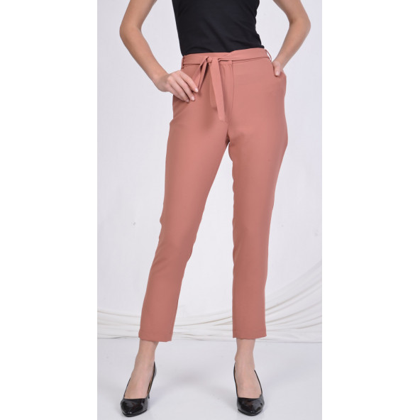 BAYAN BELİ LASTİKLİ CEPLİ YAZLIK PANTOLON SORALLİNE 1696 GÜL KURUSU