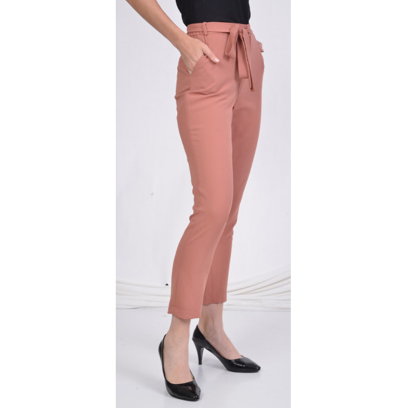 BAYAN BELİ LASTİKLİ CEPLİ YAZLIK PANTOLON SORALLİNE 1696 GÜL KURUSU - 2