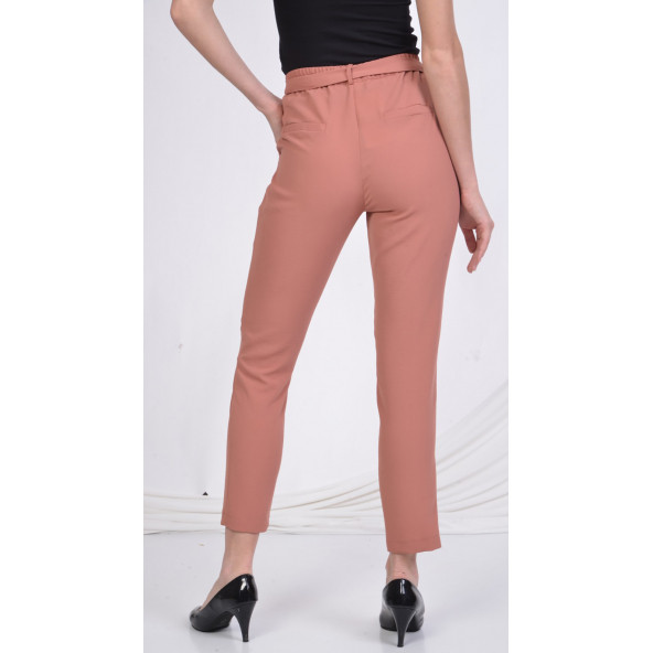 BAYAN BELİ LASTİKLİ CEPLİ YAZLIK PANTOLON SORALLİNE 1696 GÜL KURUSU - 4