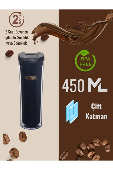 Mamma Maggie 2 Saat Sıcak Tutabilen Çift Katman Mug Bardak 450 ML.