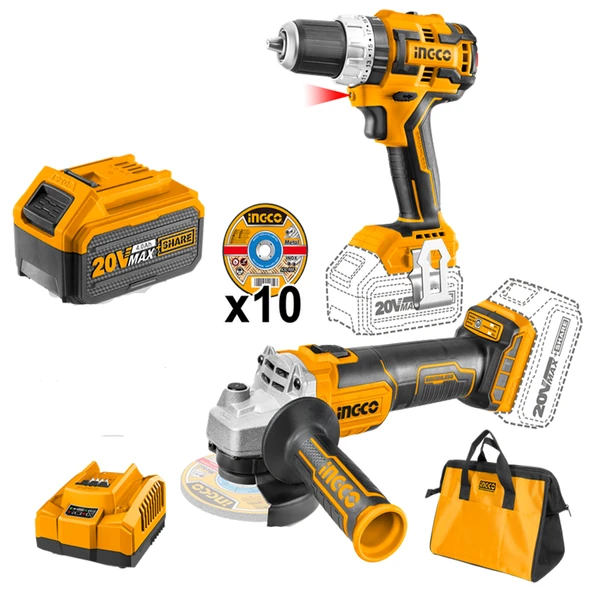 Ingco Cklı6015 Li-ion Akülü Matkap Ve Avuç Taşlama 4.0 Ah