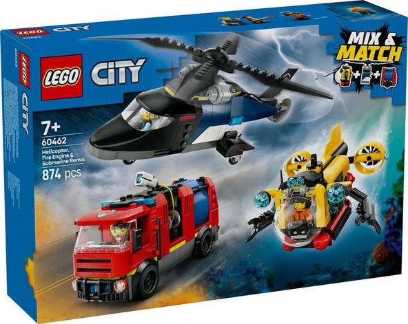 LEGO City 60462 Helicopter, Fire Truck and Submarine Remix