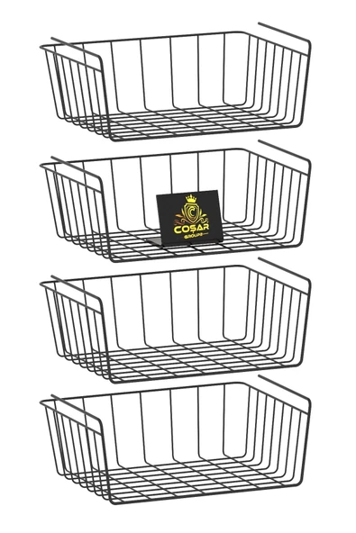 Mobigoom 2'li Dolap içi Kanguru Raf Çelik Sepet Askılı Raf Siyah 2 Adet Düzenleyici Raf - Resim 6