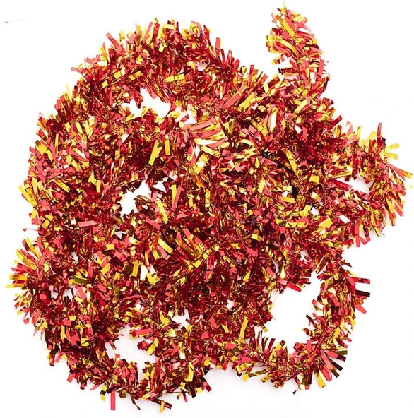 Kırmızı Altın Renk 6 cm Genişlik Garland Çift Renk Sim Süs 180 cm - 2