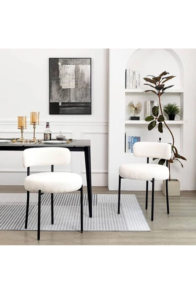 Mobigoom 6'lı Teddy Sandalye Mutfak Sandalyesi Salon Sandalyesi Cafe Restaurant Sandalyesi - Resim 2