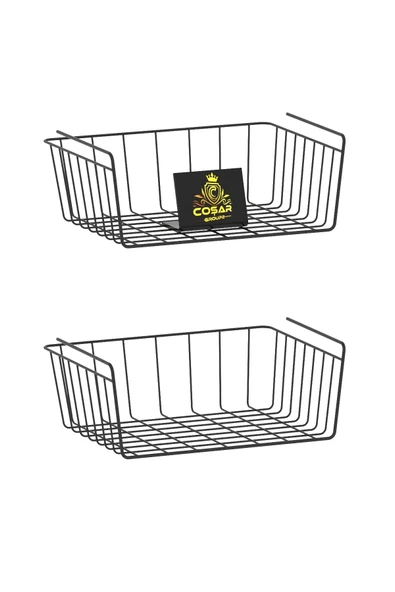 Mobigoom 2'li Dolap içi Kanguru Raf Çelik Sepet Askılı Raf Siyah 2 Adet Düzenleyici Raf - Resim 2