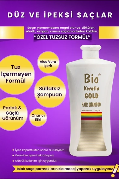 Bio Keratin Gold Bio Tuzsuz Şampuan 700 ml. - Resim 2