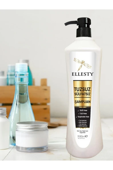 ELLESTY Vegan Sülfatsız Tuzsuz Parabensiz Şampuan 900 ml - Resim 4