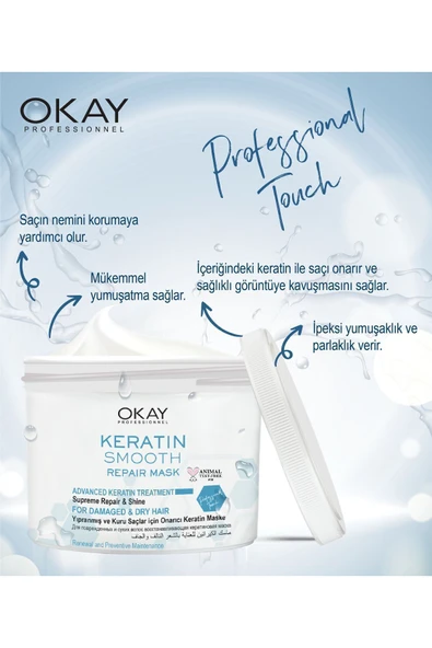 OKAYPROFESSIONNEL Keratin Smooth Onarıcı Maske 500 ml - Resim 2
