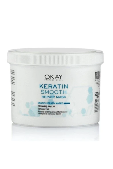 OKAYPROFESSIONNEL Keratin Smooth Onarıcı Ve Koruyucu Saç Bakım Maske Megaboy 500 Ml - Resim 2