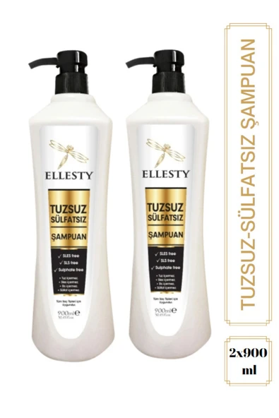 ELLESTY Vegan Sülfatsız Tuzsuz Parabensiz Şampuan 900 Ml X 2 Adet