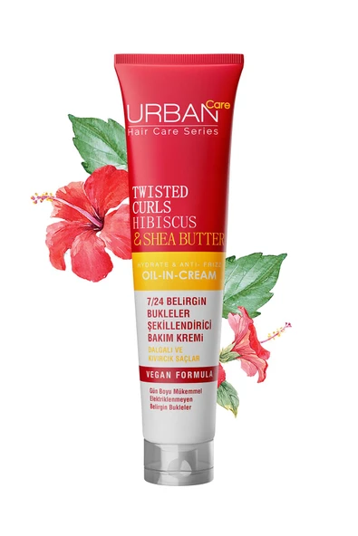 Urban Care Hibiscus & Shea Butter Kıvırcık ve Dalgalı Saçlara Özel Durulanmayan Bakım Kremi-vegan-175ml - Resim 3
