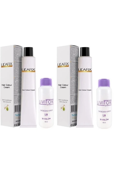Lilafix 5/65 Çilek Kırmızısı Saç Boyası 60 Ml. (2 ADET) Liviton 30 Volüm Oksidan 60 Ml. (2 ADET)
