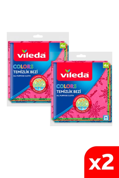 Vileda 2 Paket 4 Lü Colors Renkli Mutfak Bezi