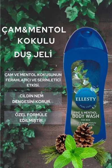 ELLESTY Çam Ve Mentol Erkek Duş Jeli 400 Ml X 2 Adet - Resim 2