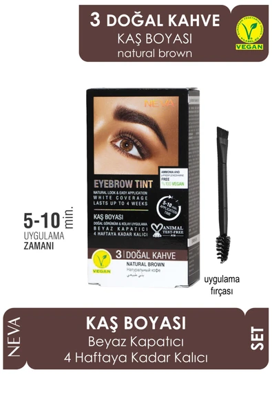 Neva Eyebrow Tint Vegan Kaş Boyası Seti 3 Doğal Kahve