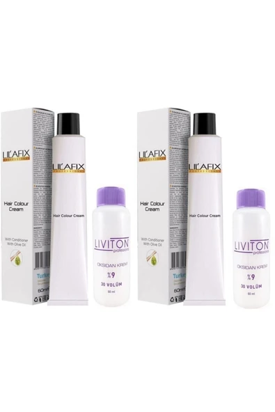 Lilafix 4/6 Kestane Kızıl Saç Boyası 60 Ml. ( 2 Adet ) Liviton 30 Volüm Oksidan 60 Ml. ( 2 Adet )