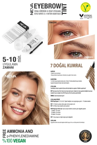 Neva Eyebrow Tint Vegan Kaş Boyası Seti 7 Doğal Kumral - Resim 2