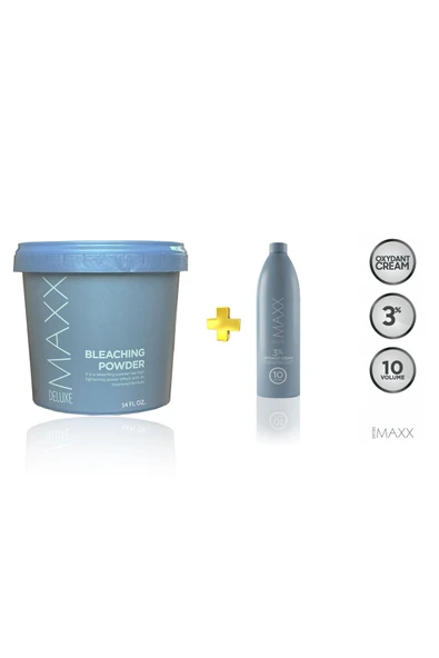 MAXX DELUXE Bleachıng Powred Oryal Saç Açıcı Gümüş Toz (1000 GR) Ve 40 Volume Oksidan (1000 ML)