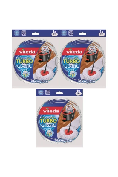 Vileda Turbo Yedek Mop Paspas Ucu (%100 Mikrofiber) (3 Lü Set)