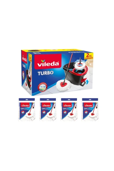 Vileda Turbo Pedallı Temizlik Sistemi Turbo Classic Üçgen Mikrofiber Yedek Paspas 4 Adet