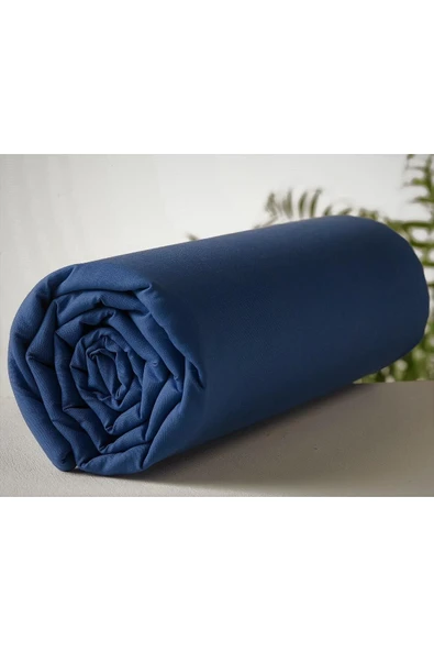 Makiteks Yüzde Yüz Pamuklu Lacivert 120x200+50x70 Tek Kişilik Lastikli Çarşaf Seti - Resim 4