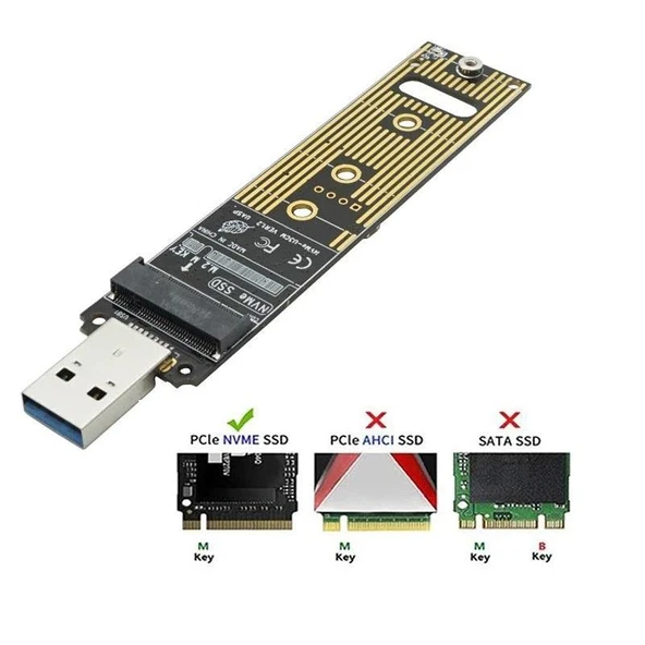 4767 M.2 NVME SSD To USB 3.0 Pci-e Express M-Key Çevirici Dönüştürücü Adaptör Kutusu içi - 6