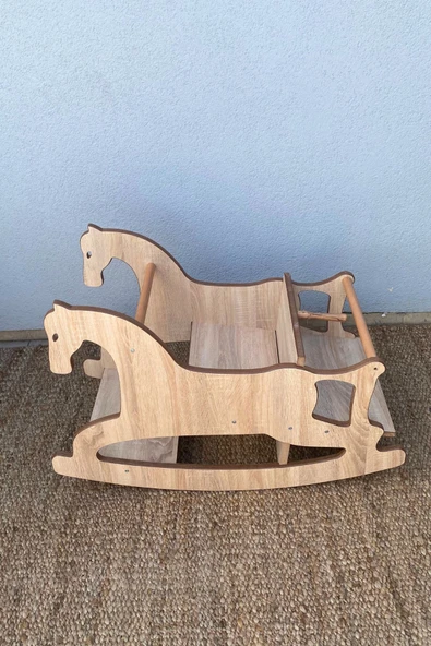 Reyo 3in1 Montessori Sallanan At, Mama Sandalyesi, MDF Çocuk Aktivite Masası - 2