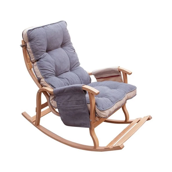 Reyo Home Indigo Gri Krem Sallanan Sandalye Dinlenme,emzirme,tv,okuma,koltuğu Berjer - Resim 4