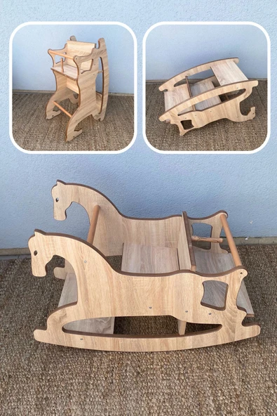 Reyo 3in1 Montessori Sallanan At, Mama Sandalyesi, Aktivite Masası