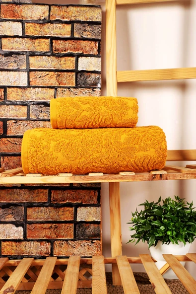 Mira Home 2 Parça Jakarlı Banyo Havlu Takımı Doku Desen - 6