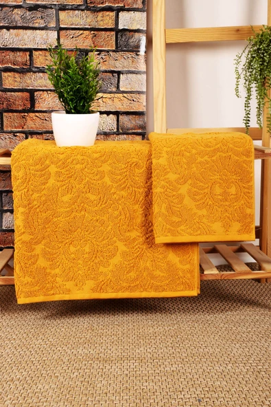 Mira Home 2 Parça Jakarlı Banyo Havlu Takımı Doku Desen - 7