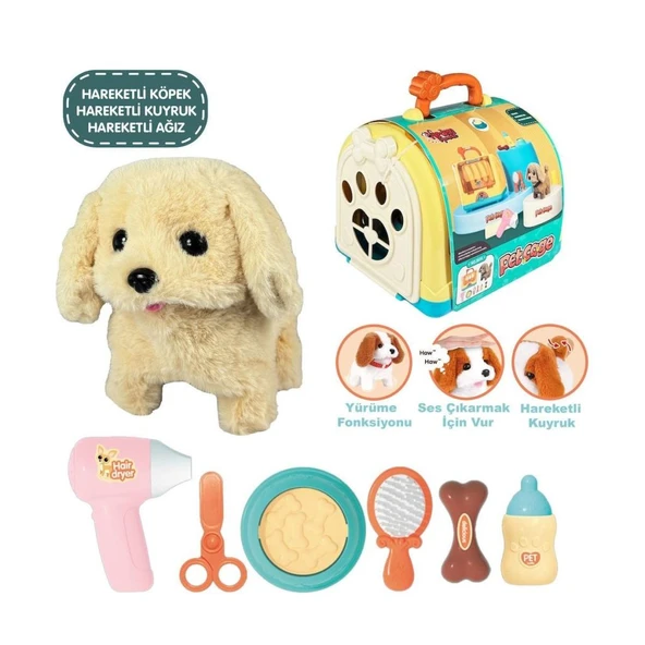 JND-3615 Taşıma Çantalı Hareketli Pilli Köpek Set (Pet Shop) Oyuncak - Resim 2