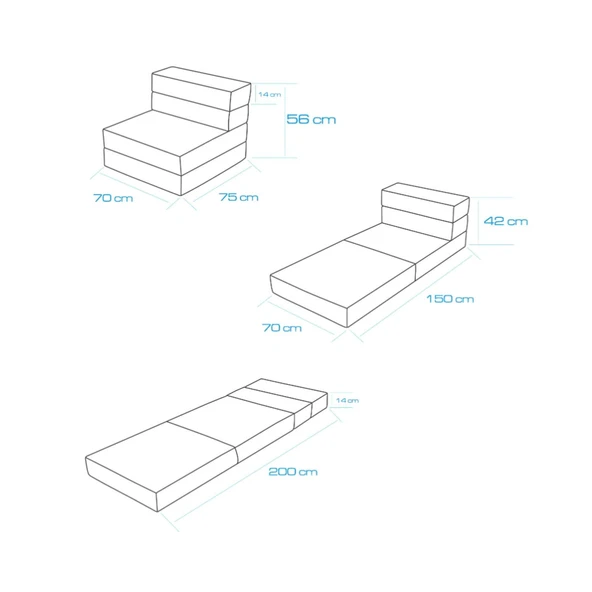 Valeria Katlanır Yatak Olabilen Koltuk Tek Kişilik Gri Tek - 7