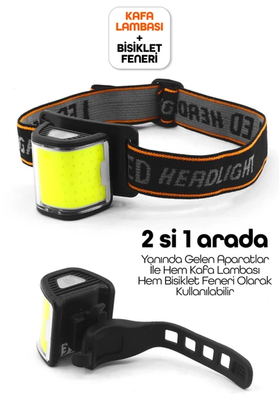 2 si 1 Arada 72LED Şarjlı Bisiklet Feneri Çakarlı Kafa Lambası Çift Özellikli Güçlü Işık 6 Mod 6053 - 2