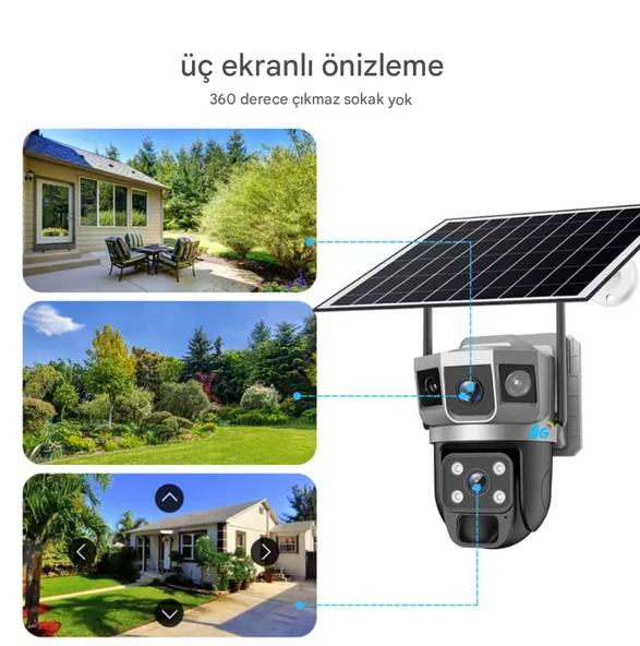 QASUL Yeni Tasarım 4G Sim kart 12MP WIFI Güneş Enerjili Kamera Açık Kablosuz 8K İki Yönlü Ses Geniş Açı - 5