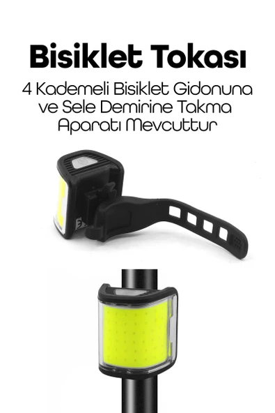 2 si 1 Arada 72LED Şarjlı Bisiklet Feneri Çakarlı Kafa Lambası Çift Özellikli Güçlü Işık 6 Mod 6053 - 4