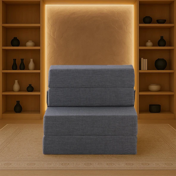 Valeria Katlanır Yatak Olabilen Koltuk Tek Kişilik Gri Tek - 2