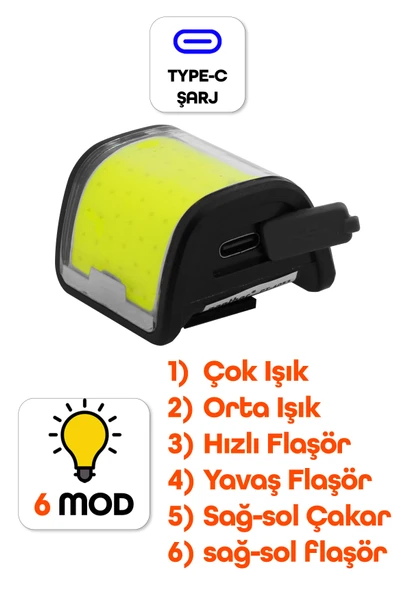 2 si 1 Arada 72LED Şarjlı Bisiklet Feneri Çakarlı Kafa Lambası Çift Özellikli Güçlü Işık 6 Mod 6053 - 6