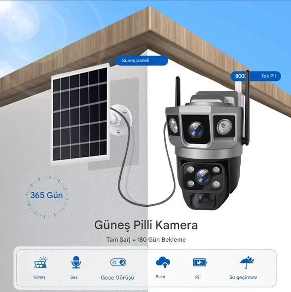 QASUL Yeni Tasarım 4G Sim kart 12MP WIFI Güneş Enerjili Kamera Açık Kablosuz 8K İki Yönlü Ses Geniş Açı - 2