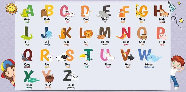 İngilizce Harfler Okul Duvar Kağıdı Baskı - 4