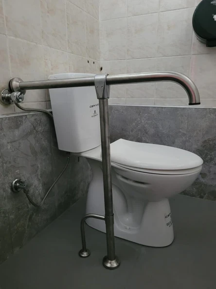 YENİ T ENGELLİ TUTUNMA BARI BANYO WC PASLANMAZ MAT SATİNE YÜZEYLİ - 4