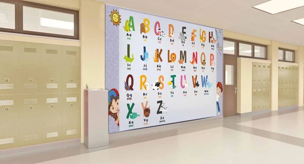İngilizce Harfler Okul Duvar Kağıdı Baskı - 2
